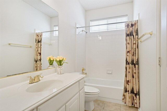 7104 Chandler Dr, Plano, TX 75024 - bathroom featuring toilet, tile patterned flooring, shower / bath combo, and vanity