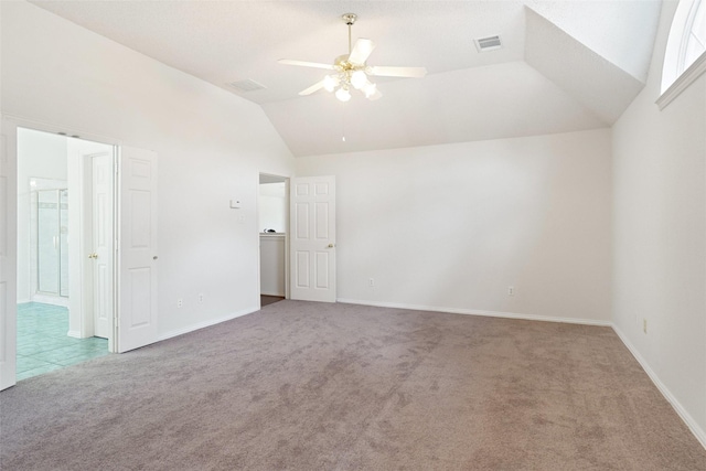 7104 Chandler Dr, Plano, TX 75024 - unfurnished bedroom with carpet flooring, vaulted ceiling, baseboards, and ceiling fan
