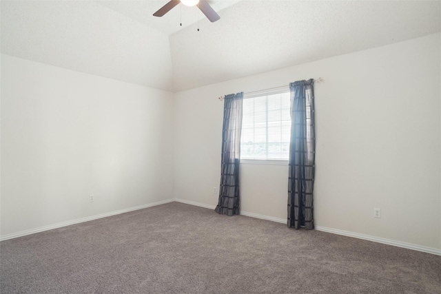 7104 Chandler Dr, Plano, TX 75024 - spare room featuring a ceiling fan, carpet flooring, and lofted ceiling