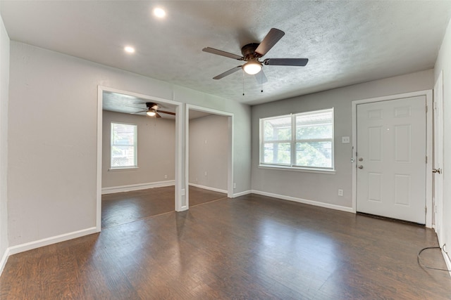 729 Grubb Cir, Mesquite, TX 75149 - unfurnished living room with a ceiling fan, wood finished floors, baseboards, and recessed lighting