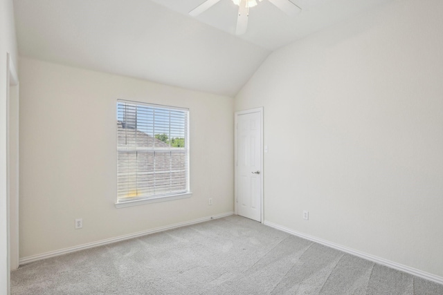 2545 Sedalia Ct, Frisco, TX 75034 - carpeted spare room featuring vaulted ceiling, a ceiling fan, and baseboards