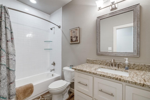410 Phillips Ct, Mansfield, TX 76063 - bathroom with toilet, shower / bathtub combination with curtain, and vanity