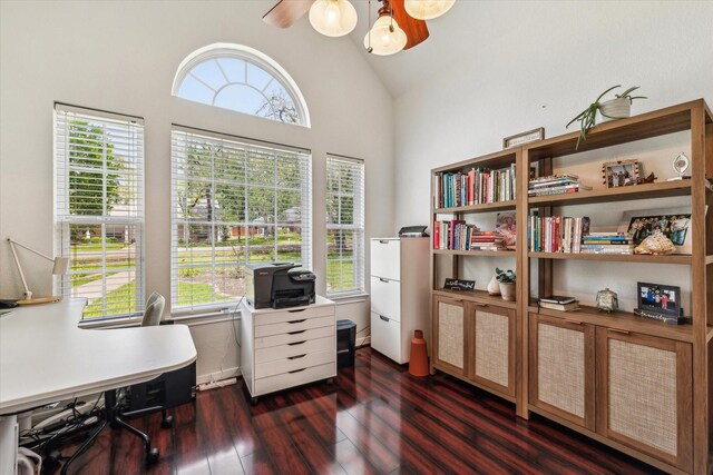 104 Lost Oaks Dr, Waco, TX 76705 - office featuring dark wood-type flooring and high vaulted ceiling
