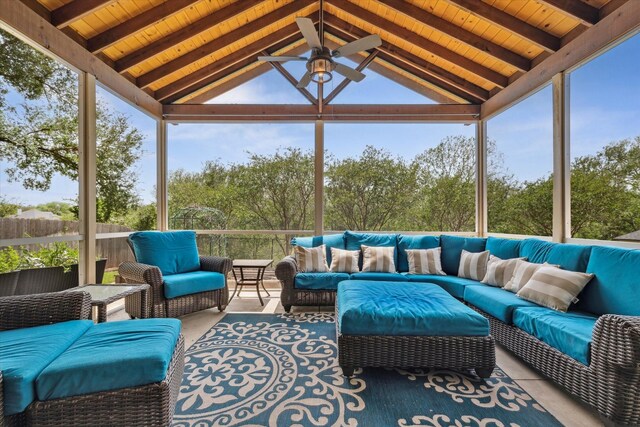 104 Lost Oaks Dr, Waco, TX 76705 - sunroom / solarium featuring outdoor lounge area and a ceiling fan