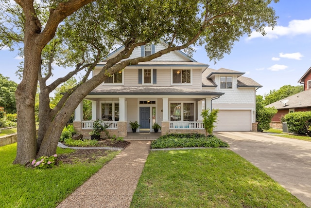 1928 Victoria Cir, Mckinney, TX 75072 - view of front of home featuring concrete driveway, an attached garage, a porch, and a front yard