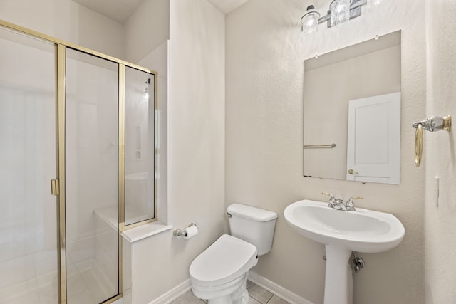 1928 Victoria Cir, Mckinney, TX 75072 - full bath featuring toilet, a stall shower, baseboards, and tile patterned flooring
