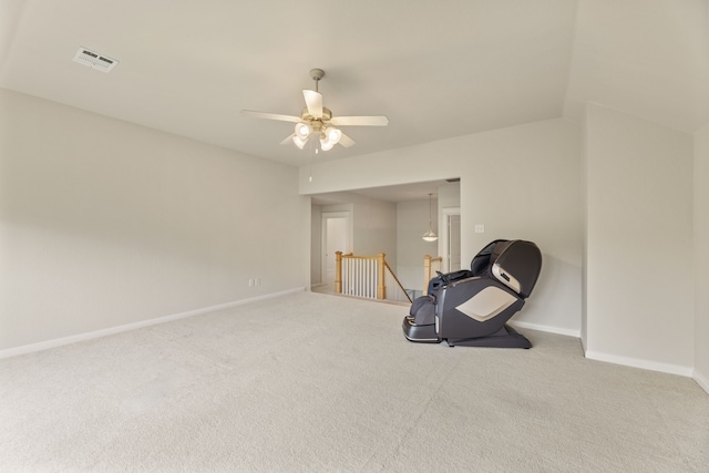 1928 Victoria Cir, Mckinney, TX 75072 - unfurnished room featuring an upstairs landing, carpet flooring, baseboards, and a ceiling fan