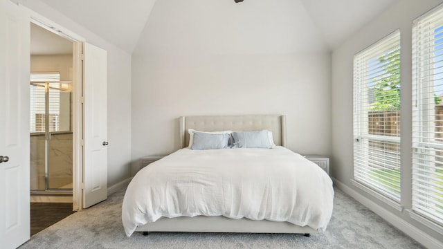 4190 Sandhills Ln, Prosper, TX 75078 - bedroom with vaulted ceiling, baseboards, and carpet flooring