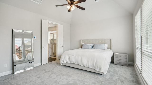 4190 Sandhills Ln, Prosper, TX 75078 - bedroom featuring carpet, baseboards, ensuite bathroom, ceiling fan, and high vaulted ceiling