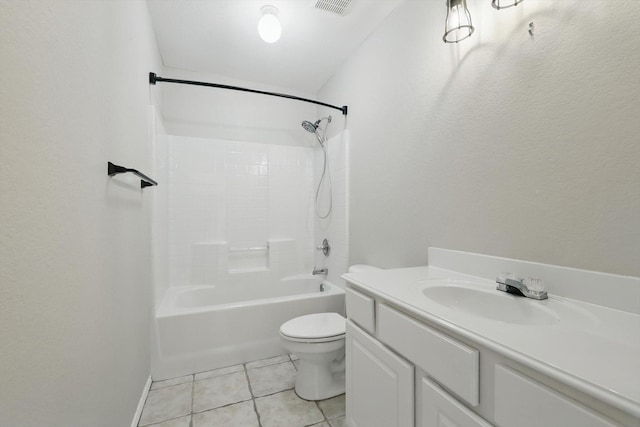 301 Angela Dr, Burleson, TX 76028 - bathroom with toilet, tile patterned flooring, vanity, and bathing tub / shower combination