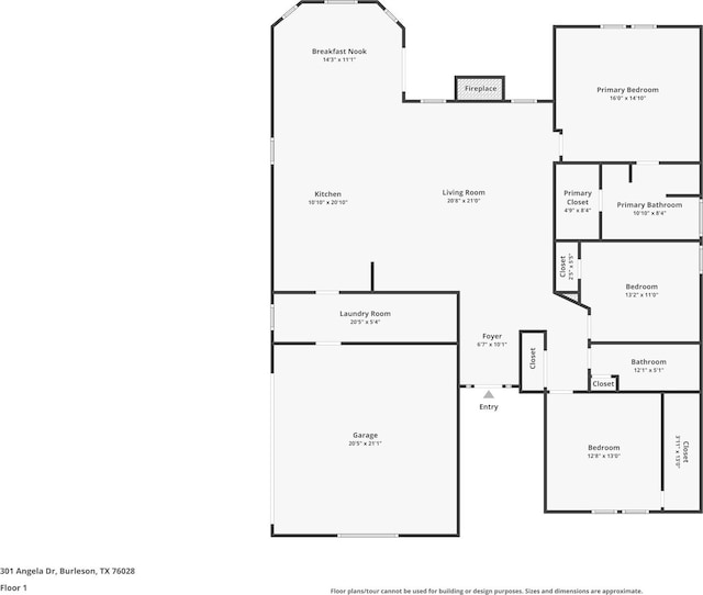 301 Angela Dr, Burleson, TX 76028 - property floor plan