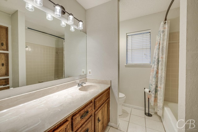 4417 Pamela Dr, Abilene, TX 79606 - full bathroom featuring vanity, tile patterned flooring, toilet, and shower / tub combo