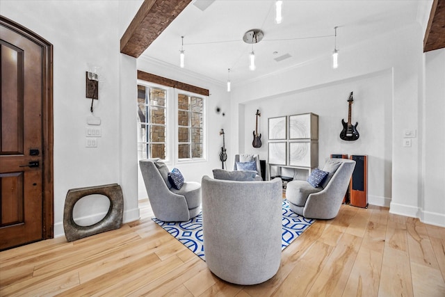 933 Glenhurst Rd, Keller, TX 76248 - living area with hardwood / wood-style floors, baseboards, and ornamental molding