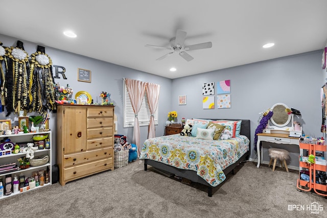 4403 Nassau Dr, Wichita Falls, TX 76308 - carpeted bedroom with a ceiling fan and recessed lighting