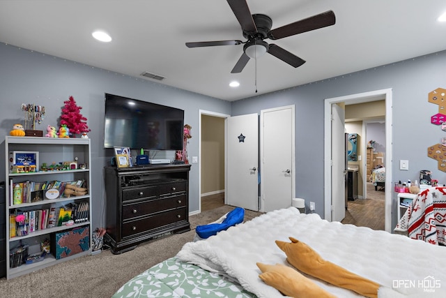 4403 Nassau Dr, Wichita Falls, TX 76308 - bedroom featuring recessed lighting, baseboards, ceiling fan, and a closet
