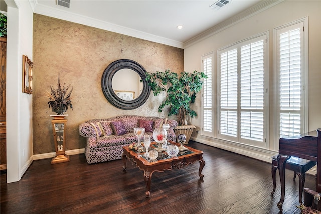 2305 Rosser Ct, Rowlett, TX 75088 - living room with wood finished floors, baseboards, ornamental molding, and recessed lighting