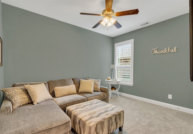 9012 Terrel St, Lantana, TX 76226 - living room with baseboards, carpet, and a ceiling fan