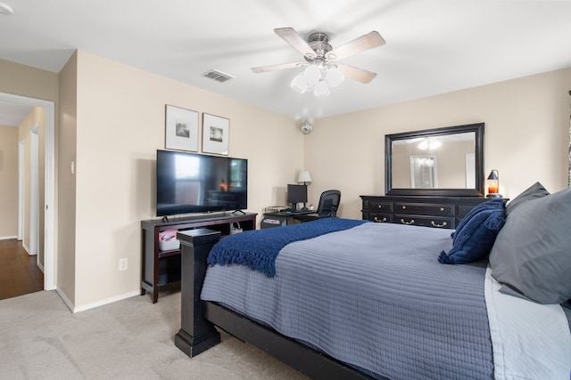 8308 Montecito Dr, Denton, TX 76210 - carpeted bedroom with baseboards and ceiling fan