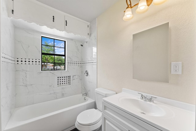 1008 Pleasant Dr, Dallas, TX 75217 - bathroom with toilet, vanity, and shower / bathtub combination