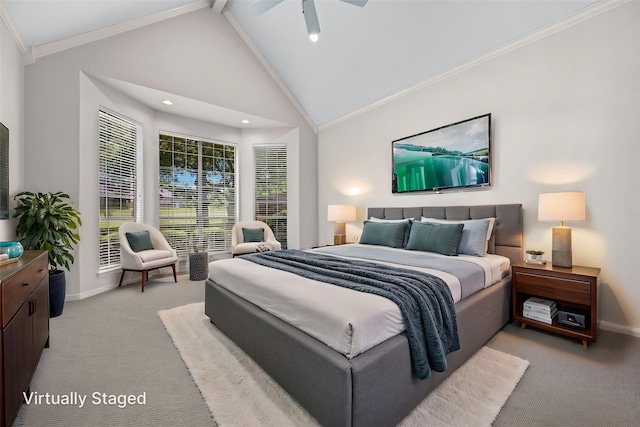 934 Hills Creek Dr, Mckinney, TX 75072 - carpeted bedroom featuring baseboards, ornamental molding, recessed lighting, and a ceiling fan