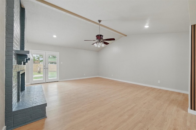 2833 Miller Pl, Mesquite, TX 75150 - unfurnished living room featuring ceiling fan, light wood-type flooring, a fireplace, and recessed lighting