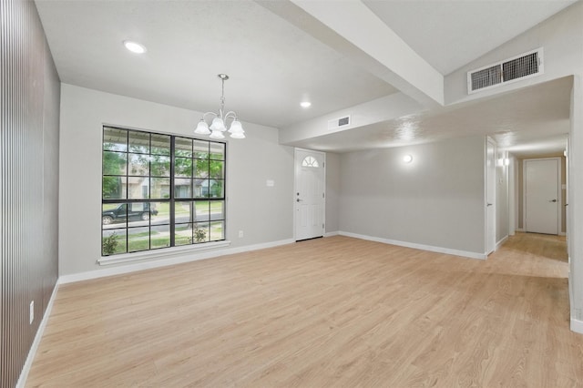 2833 Miller Pl, Mesquite, TX 75150 - empty room featuring light wood-style flooring, a chandelier, baseboards, and recessed lighting