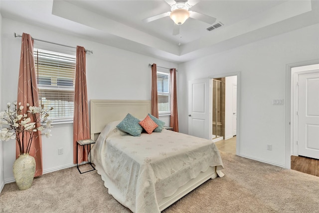 1413 Horizon Way, Northlake, TX 76247 - bedroom with a tray ceiling, light colored carpet, and baseboards