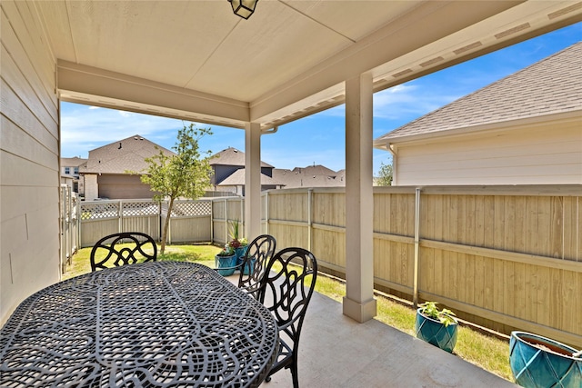 1413 Horizon Way, Northlake, TX 76247 - fenced backyard featuring outdoor dining space and a patio