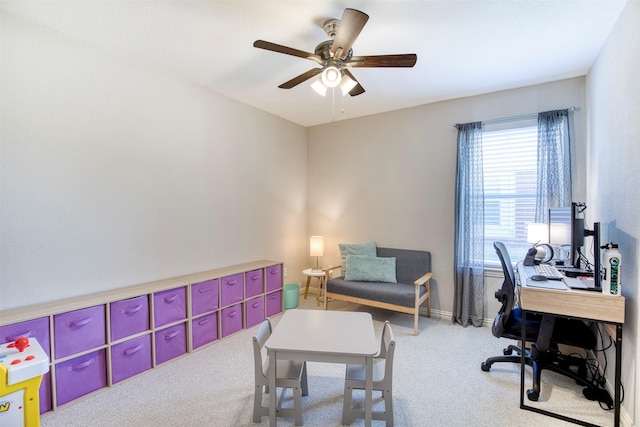 2836 Dawn Spring Dr, Little Elm, TX 75068 - office space featuring ceiling fan, carpet floors, and baseboards