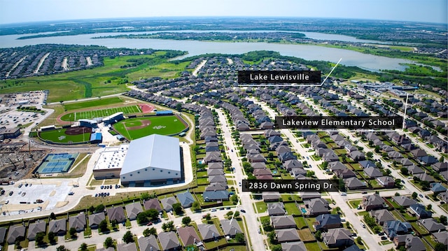 2836 Dawn Spring Dr, Little Elm, TX 75068 - aerial view of residential area featuring a nearby body of water