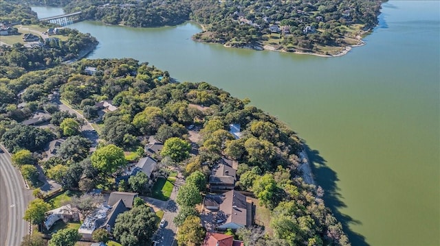 3417 Stewart Cir, Waco, TX 76708 - aerial overview of property's location with a large body of water and nearby suburban area