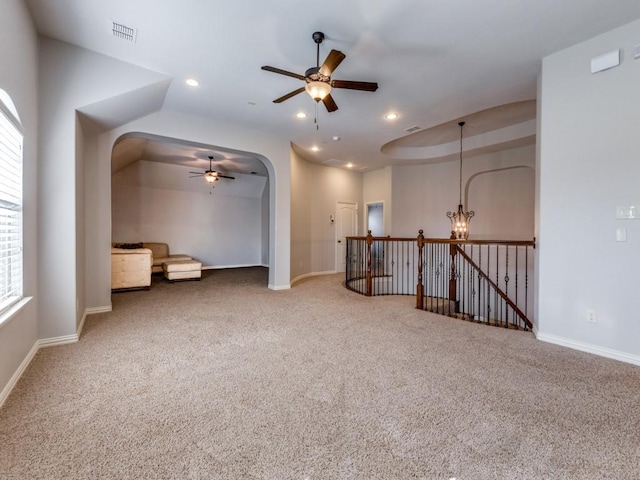 114 Crestbrook Dr, Rockwall, TX 75087 - spare room featuring a ceiling fan, carpet, baseboards, and recessed lighting