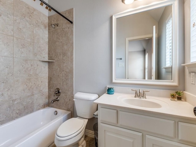 114 Crestbrook Dr, Rockwall, TX 75087 - full bathroom with toilet, shower / washtub combination, vanity, and baseboards