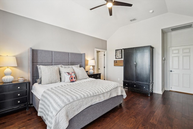 10601 Los Rios Dr, Fort Worth, TX 76179 - bedroom with vaulted ceiling, wood finished floors, ceiling fan, and baseboards