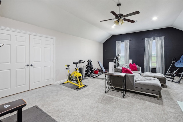 10601 Los Rios Dr, Fort Worth, TX 76179 - carpeted bedroom featuring vaulted ceiling, baseboards, a ceiling fan, and a closet