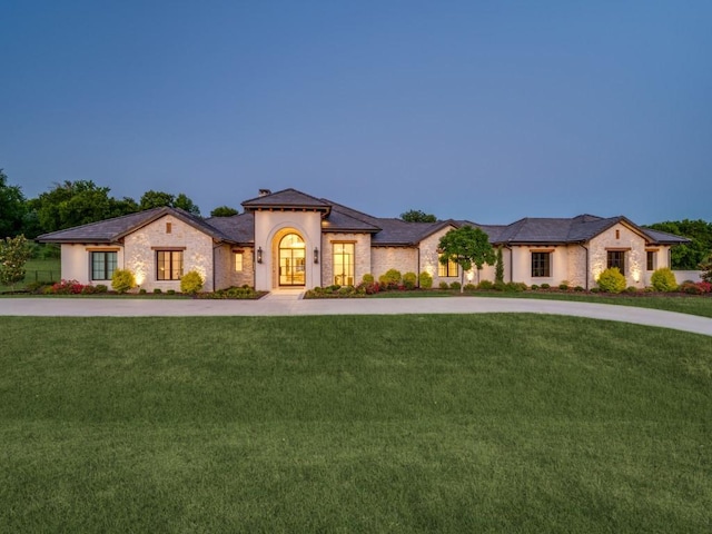 620 Redwood Creek Dr, Fairview, TX 75069 - view of front of home featuring french doors, a front yard, and curved driveway