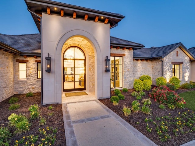 620 Redwood Creek Dr, Fairview, TX 75069 - doorway to property featuring stone siding