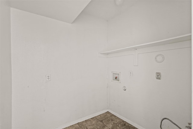 washroom with hookup for a washing machine, hookup for an electric dryer, baseboards, and hookup for a gas dryer