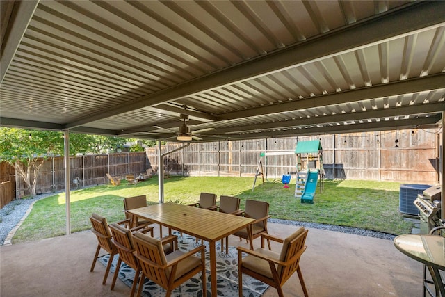 9031 Fringewood Dr, Dallas, TX 75228 - fenced backyard with outdoor dining area and a patio