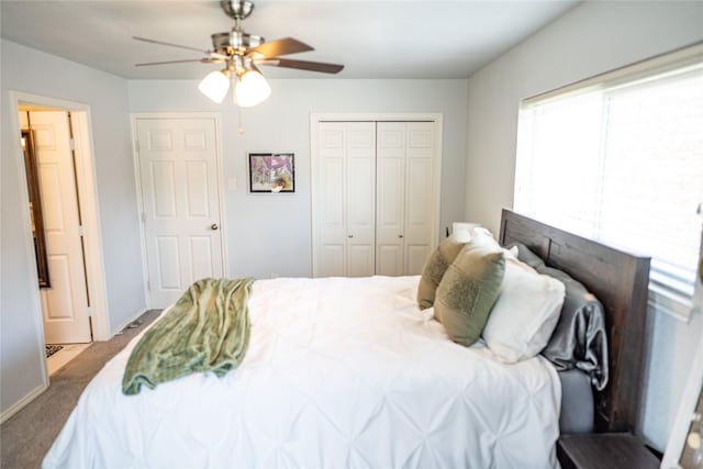 710 Melrose Dr, Richardson, TX 75080 - carpeted bedroom featuring a closet and ceiling fan