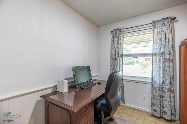 1001 Chriswood Dr, Abilene, TX 79601 - office area featuring carpet floors and a textured ceiling
