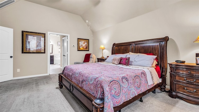4209 Autumn Path Rd, Denton, TX 76208 - carpeted bedroom with lofted ceiling and ensuite bath