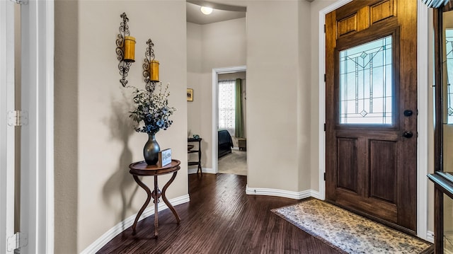 4209 Autumn Path Rd, Denton, TX 76208 - foyer with dark wood finished floors and baseboards