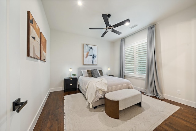 2012 Honey Ln, Celina, TX 75009 - bedroom with dark wood-style flooring, baseboards, and a ceiling fan