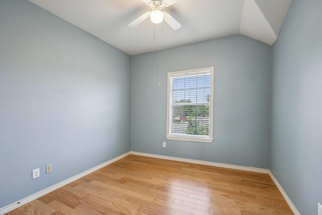 8808 Eastwood Ave, Cross Roads, TX 76227 - spare room with light wood finished floors, baseboards, a ceiling fan, and lofted ceiling