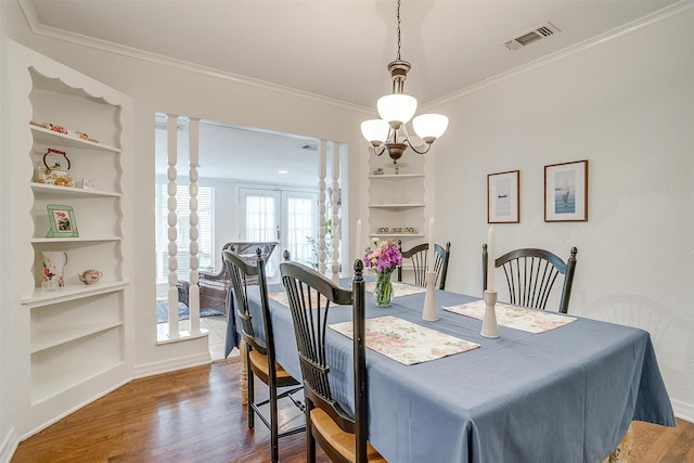 4016 El Campo Ave, Fort Worth, TX 76107 - dining area featuring wood finished floors, built in features, ornamental molding, french doors, and baseboards