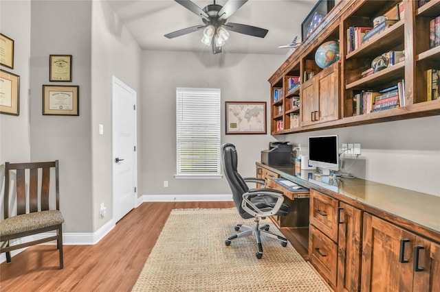 221 Greene Rd, Weatherford, TX 76087 - office featuring ceiling fan, light wood-type flooring, and baseboards