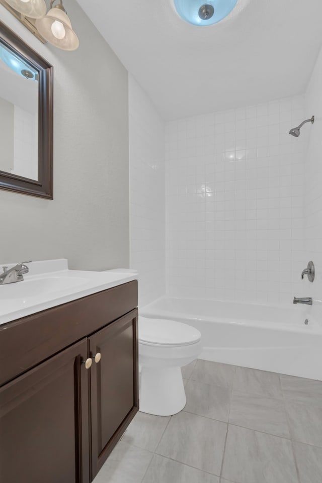 1507 Linda St, Bowie, TX 76230 - bathroom with vanity, tub / shower combination, toilet, and tile patterned flooring
