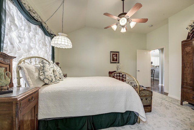 620 Cypress Hill Dr, Mckinney, TX 75071 - bedroom featuring vaulted ceiling, baseboards, a ceiling fan, and wood finished floors