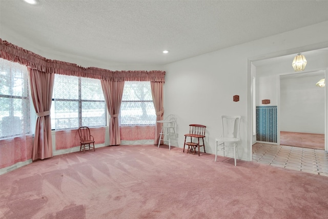 67 Melrose Cir, Denison, TX 75020 - sitting room featuring carpet, a textured ceiling, and recessed lighting